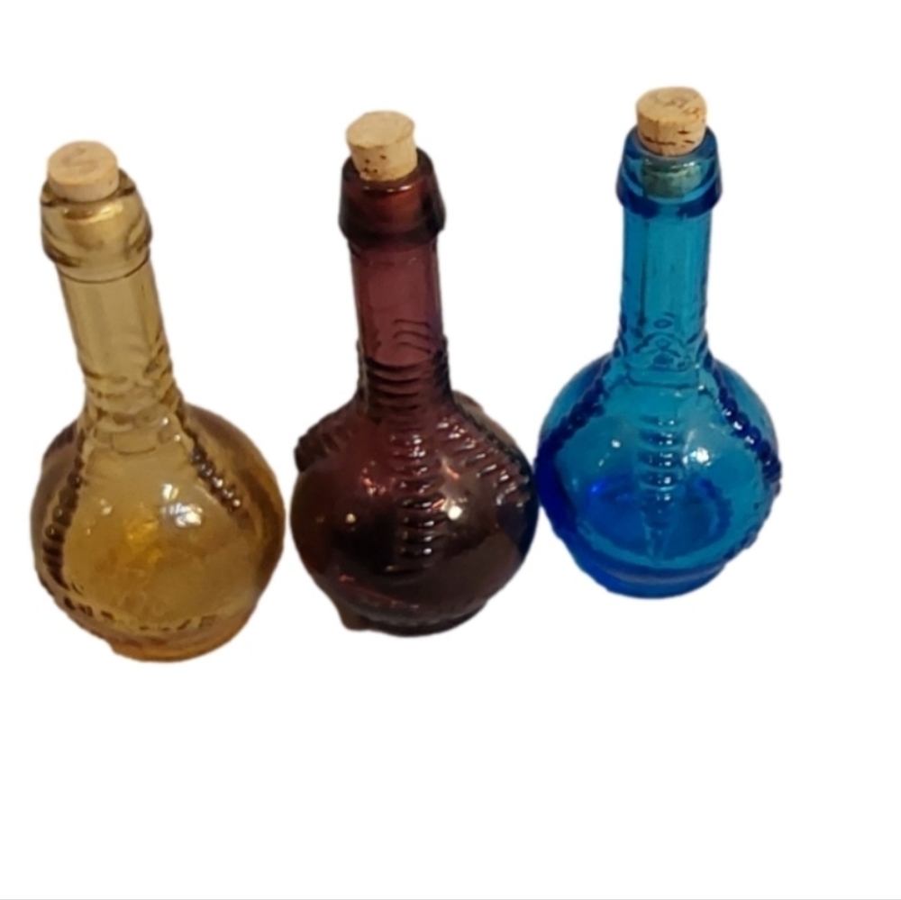 VINTAGE‎ WHEATON TRIO BALL & CLAW BITTER GLASS BOTTLE FLASK WITH CORK